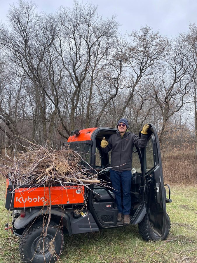 Field stewardship work with brush and utility vehicle