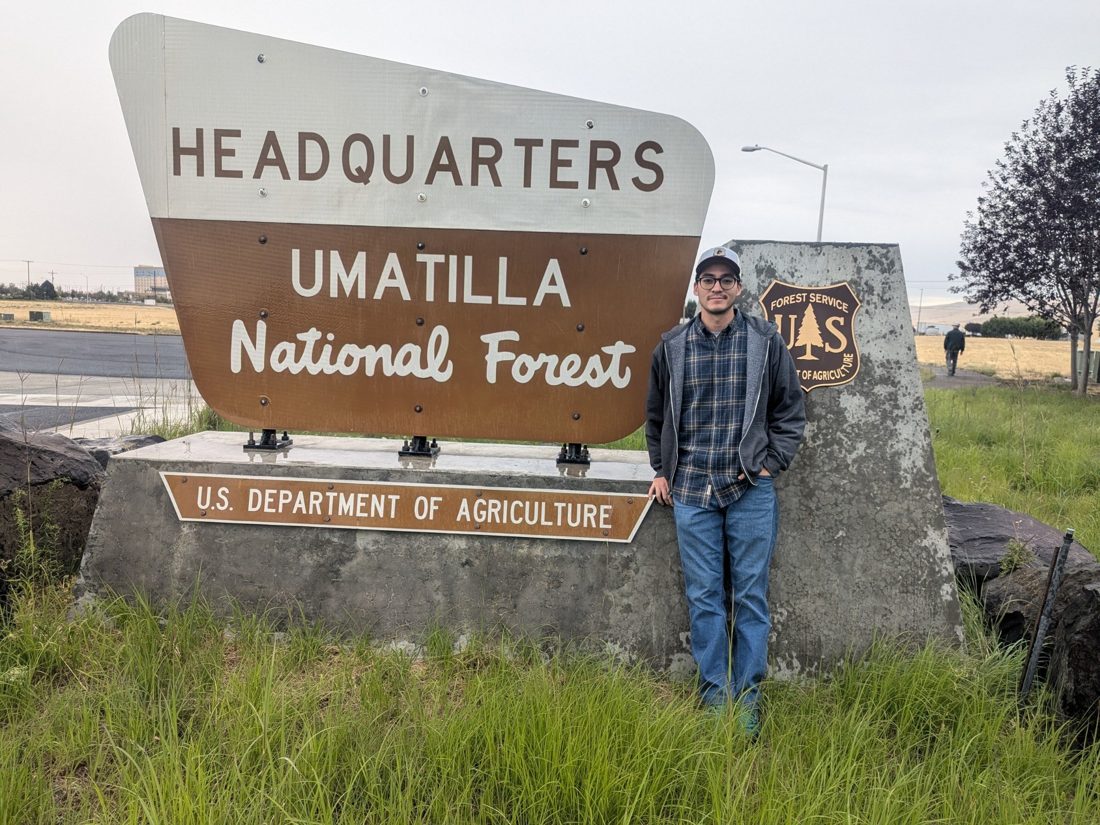 Quentin Ikuta at a national forest office